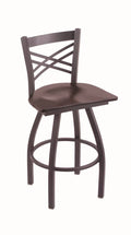 Pewter Swivel Stool with Dark Cherry Maple Seat H42867