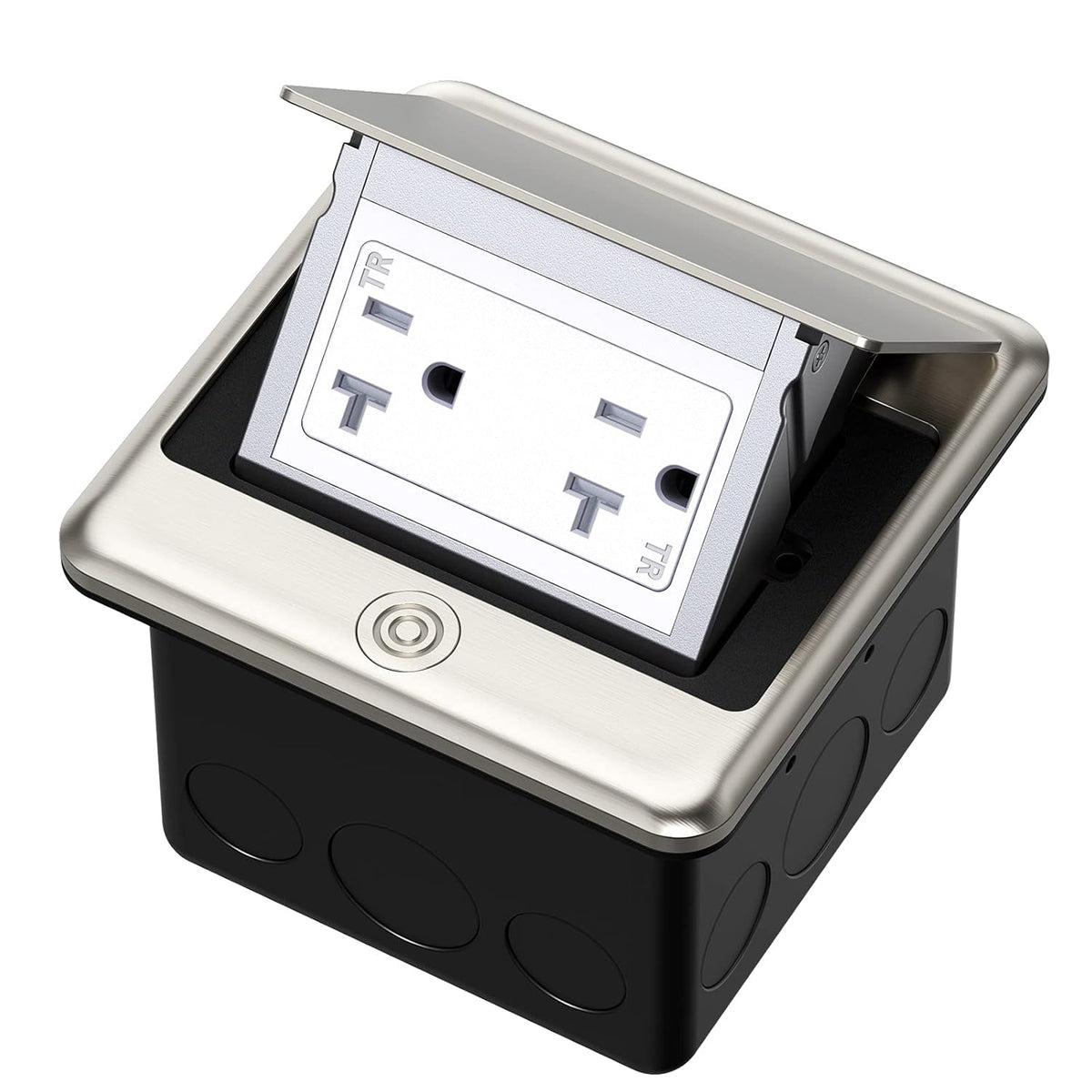 Pop Up Floor Electrical Outlet with 20 Amp Stainless Steel GFCI Tamper Receptacle S203