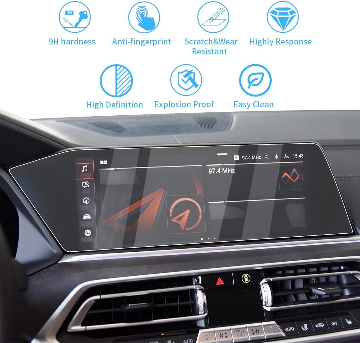 2 PCS 12.3-Inch Car Navigation Screen Protector Tempered Glass I1766