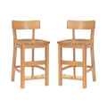 Solid Wood Set of Two Counter Stools in Natural E38979