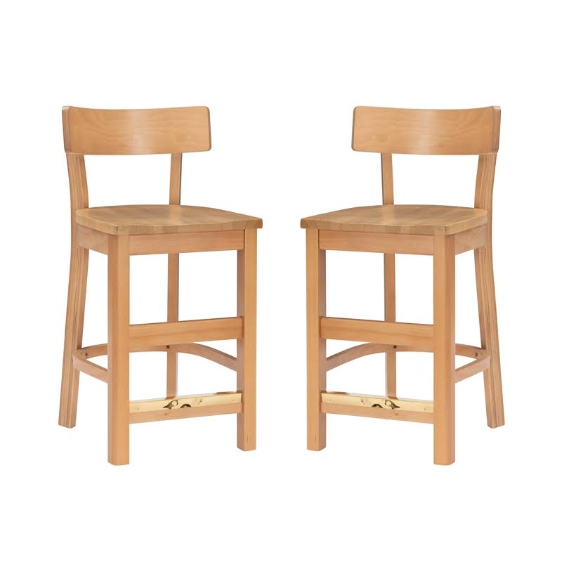 Solid Wood Set of Two Counter Stools in Natural E38979