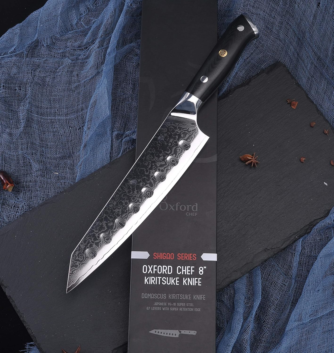 Kiritsuke Chef's Knife 8 Inch Damascus VG10 High Carbon Stainless Steel O2040