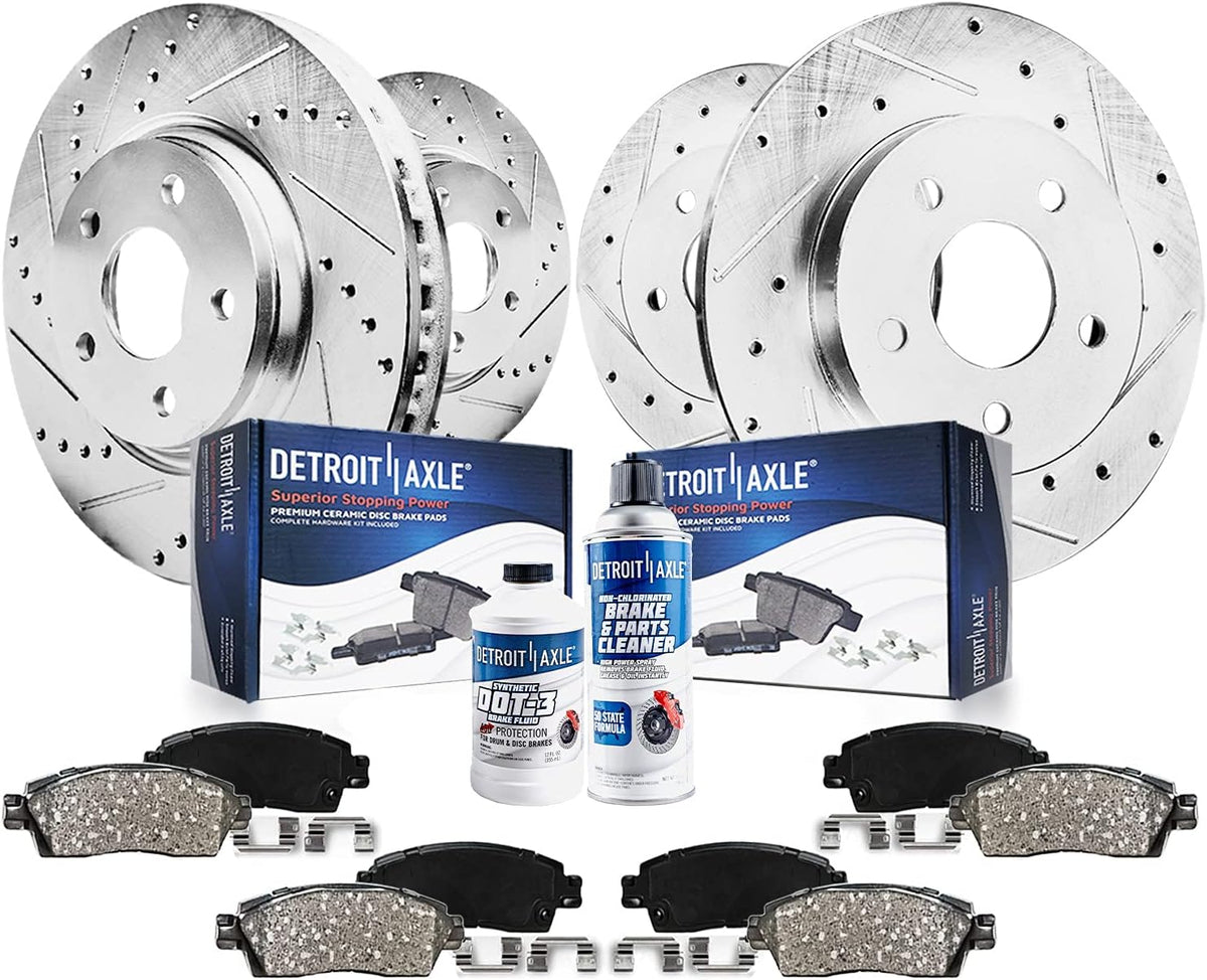 Drilled Slotted Rotors + Brake Pads Replacement for 2003-2007 Honda Accord V6 Models w/ Automatic Trans. E38122