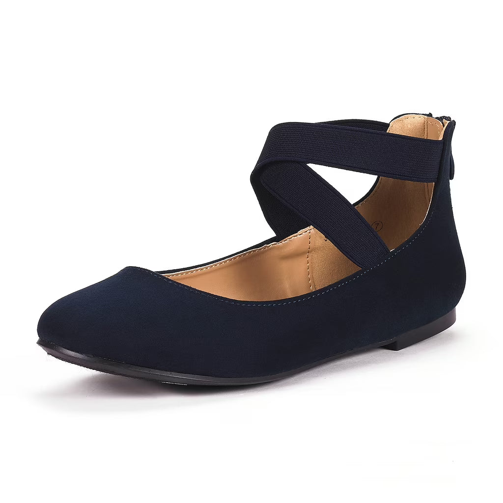 Navy Ballet Flats Mary Jane Slip On Shoes C194