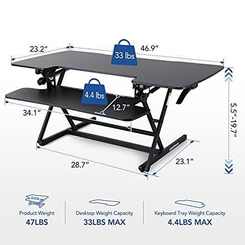 Standing Desk Converter with Height Adjustable Desk Riser U57278