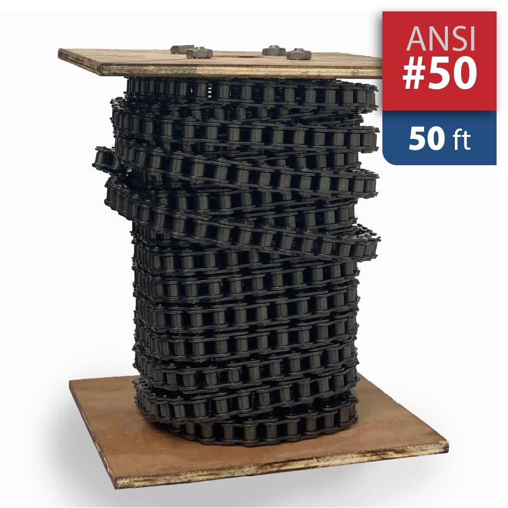 50 Feet Carbon Steel Roller Chain with Connecting Links N1026