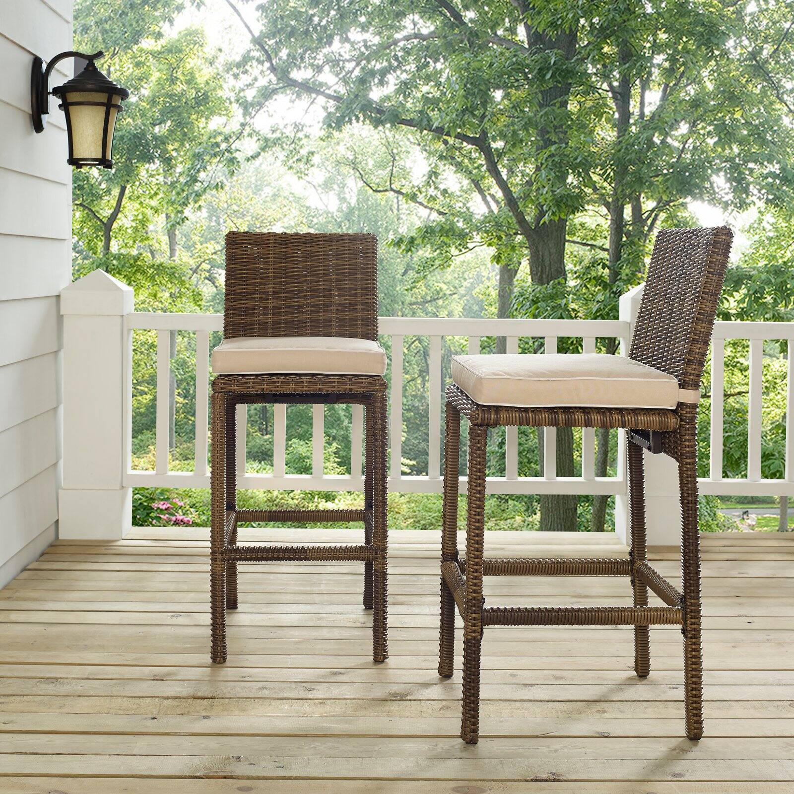 Wicker Patio Bar Stool Set of 2 P7320