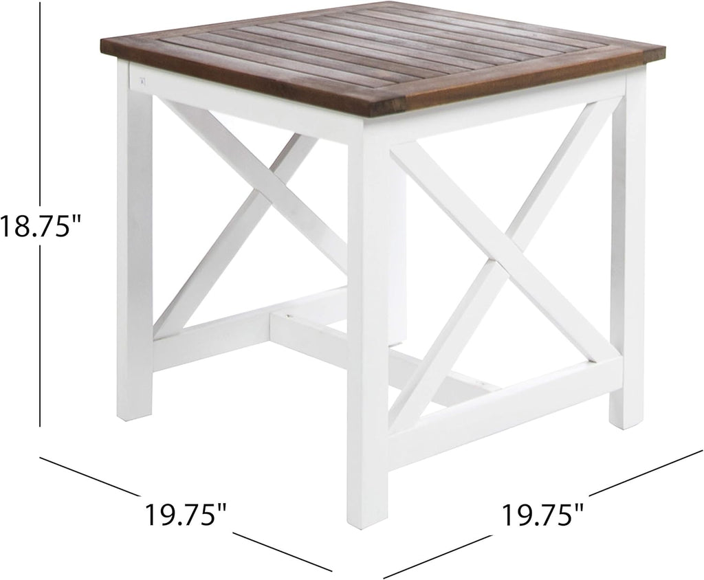 Pu White/Dark Oak Acacia Wood End Table M3096
