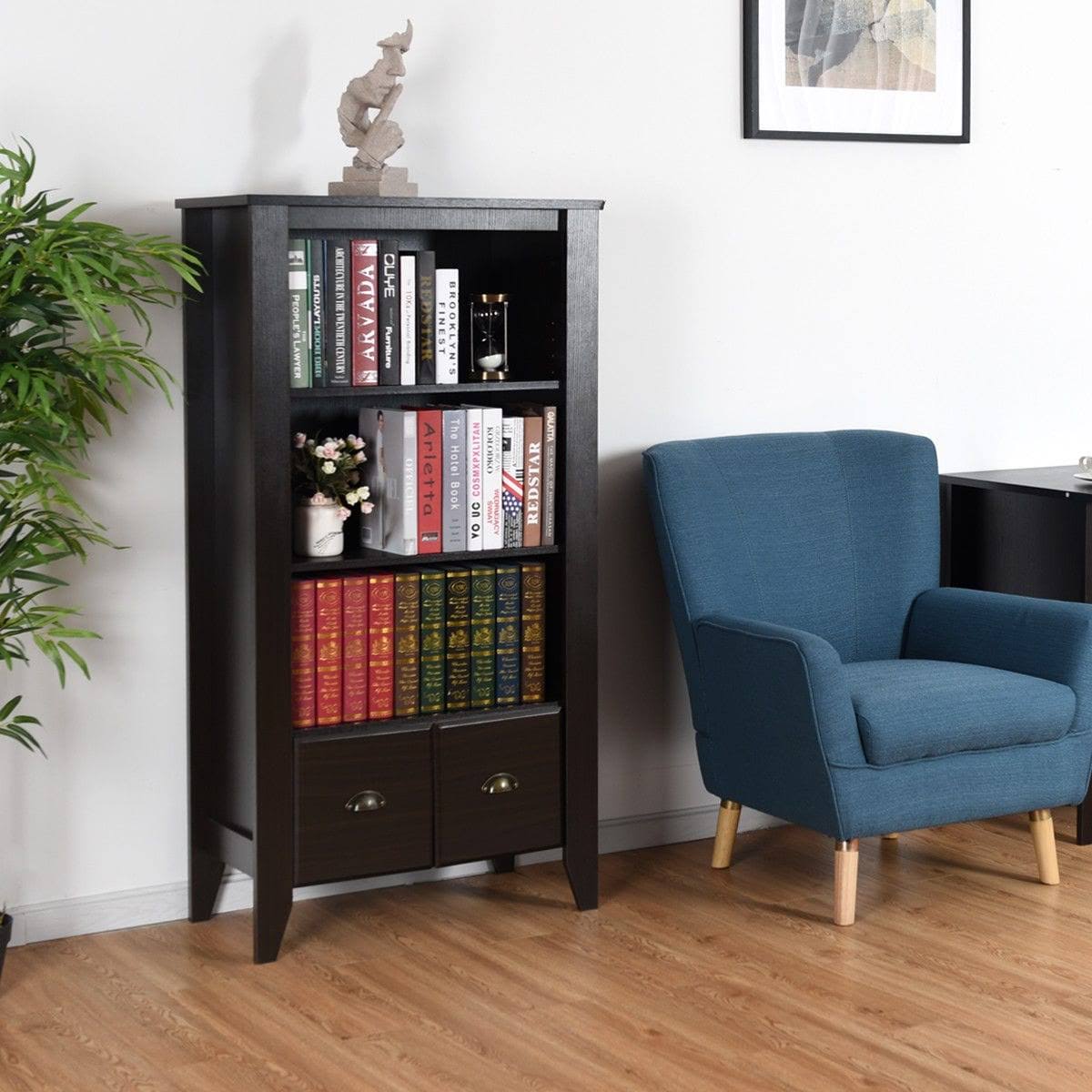 Antique Organizer Bookcase with 2 Drawers A43699
