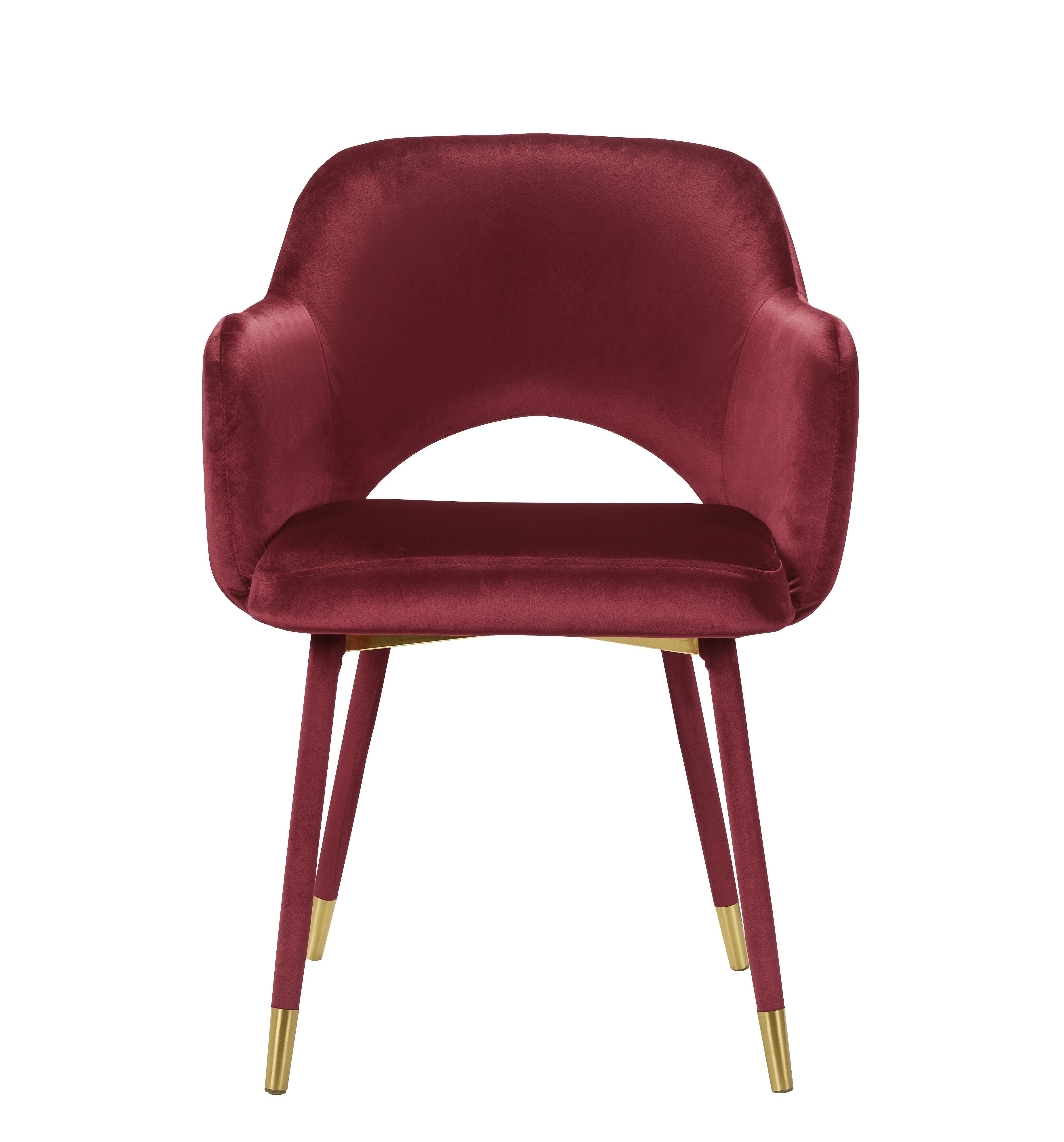 Bordeaux-Red Velvet Accent Chair J4669