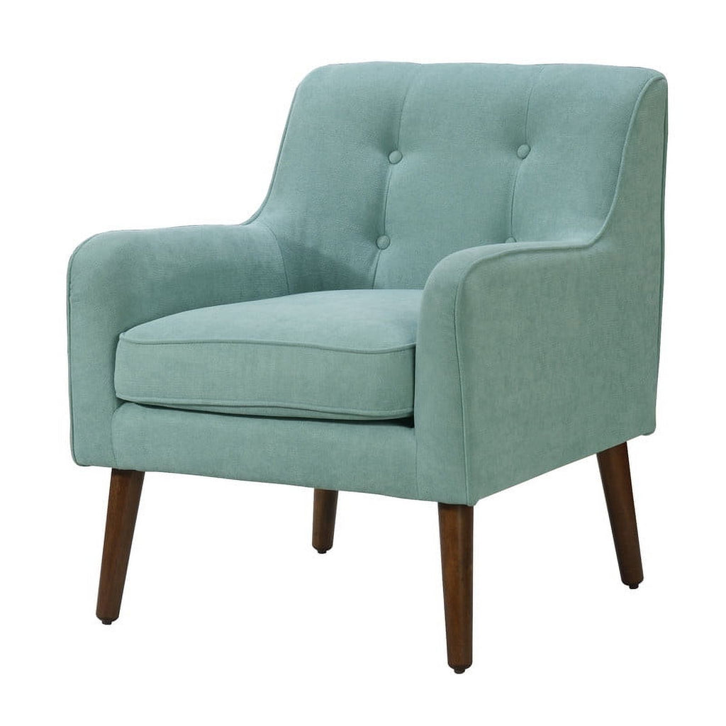 Aquamarine Teal Woven Fabric Tufted Armchair F374560