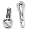 #4-24 x 1/4 Thread Cutting Screw Slotted Hex Washer Head Type 25 Low Carbon Steel Zinc Plated B5448