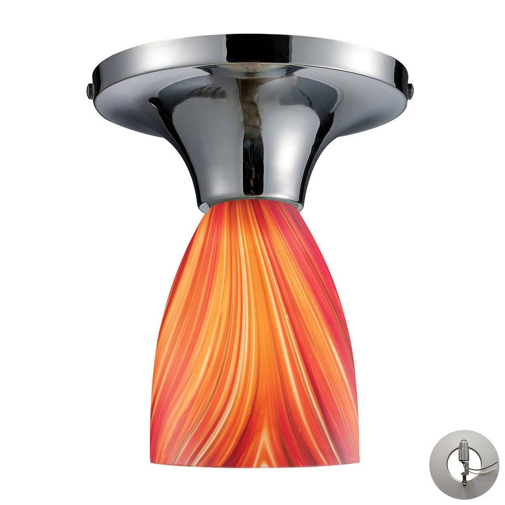 Polished Chrome and White Swirl Glass Semi Flush Light C50971