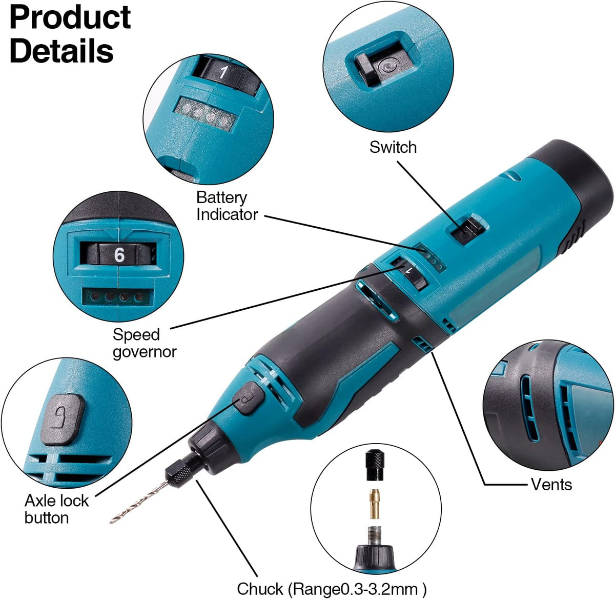Cordless Rotary Tool 93 Accessories Variable Speed Electric Drill Set 12-Volt Multi-Purpose Power Rotary Tool Kit Pack of 2 I279821