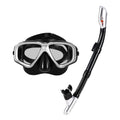 Freediving Snorkel Set with Tempered Glass Lens Goggles F431751