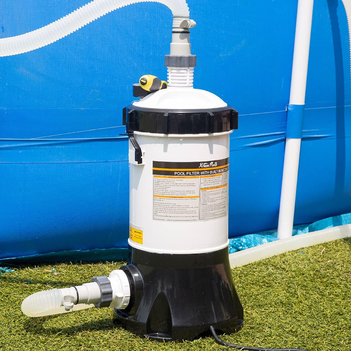 White/Black Above Ground Pool Cartridge Filter System with Pump Z276