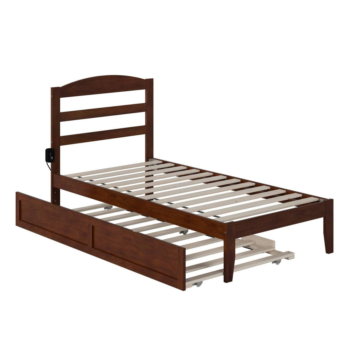 Grey Twin Bed with Twin Trundle I40828