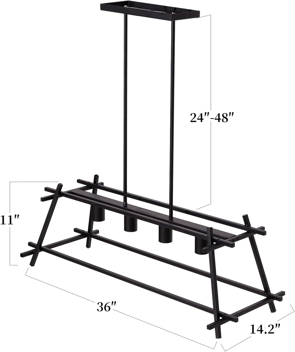 Black Linear Cage Ceiling Light W139068