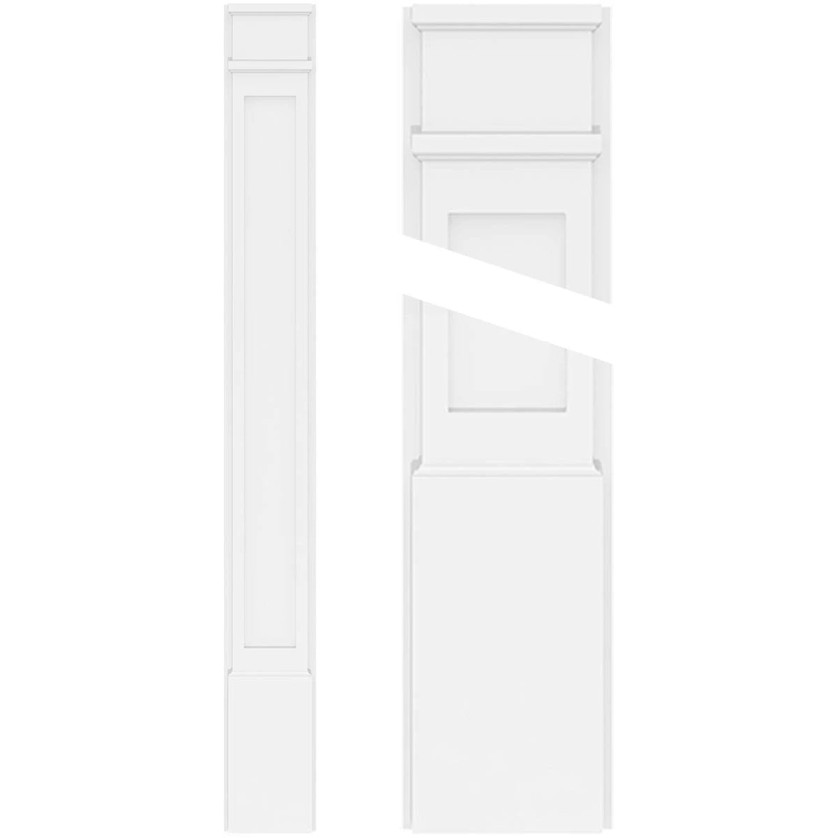 6x22W x 82x22H x 2x22P Flat Panel PVC Pilaster with Decorative Capital & Base (Pair) O940596