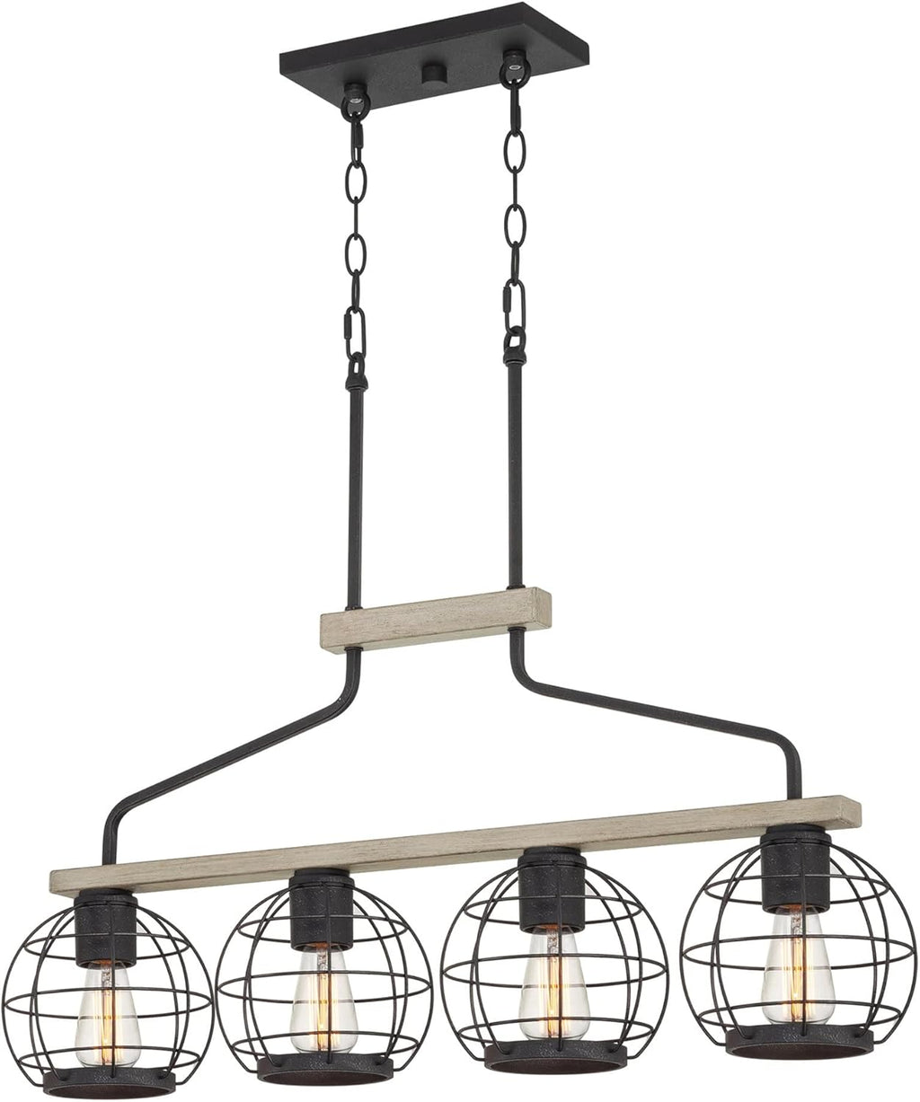 Farmhouse Island Light with Round Cage Shades V26128