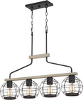 Farmhouse Island Light with Round Cage Shades V26128