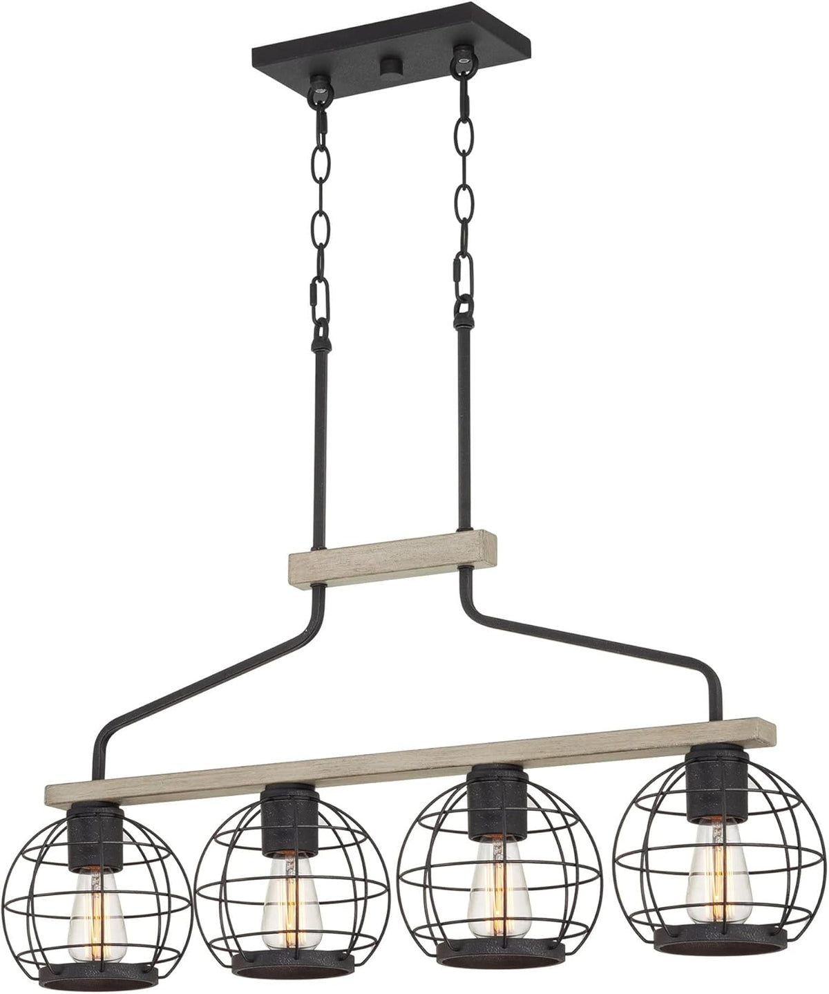 Farmhouse Island Light with Round Cage Shades V26128