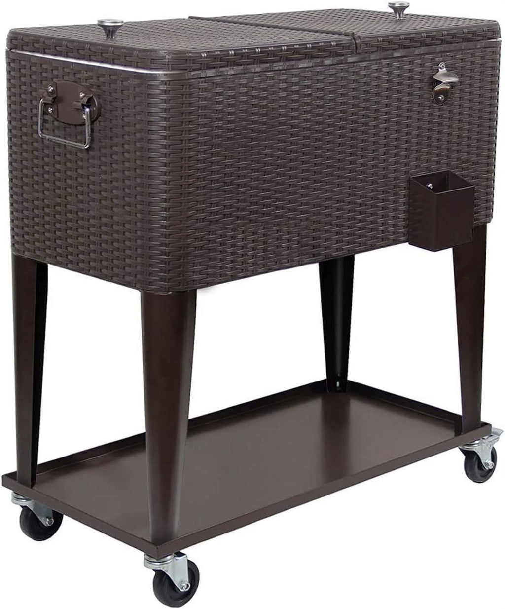 80 Quart Rolling Cooler Ice Chest Cart with Wheels K368099
