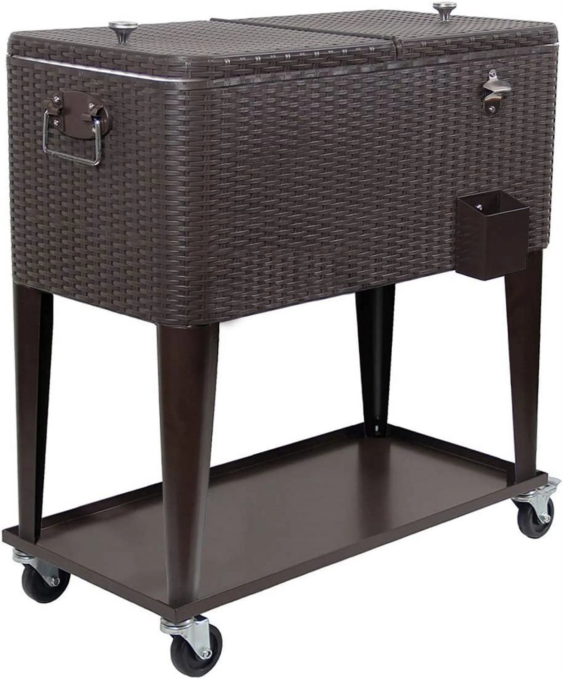 80 Quart Rolling Cooler Ice Chest Cart with Wheels K368099