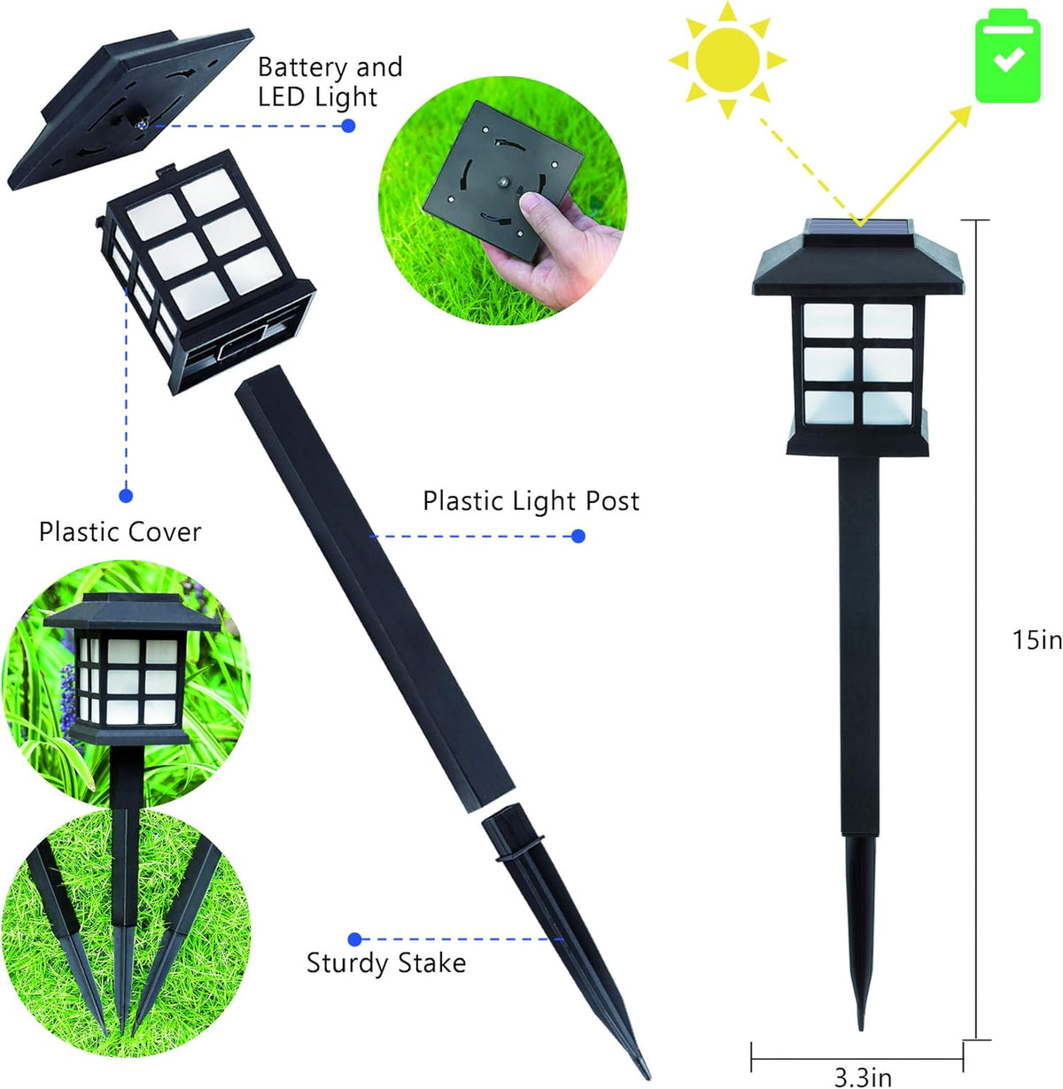 12 Pack Solar Path Lights Warm White W650752