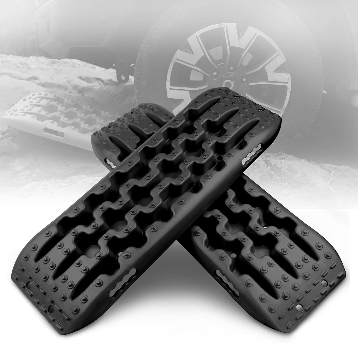 Olive Pack of 2 Recovery Traction Tracks for 4X4 Offroad Tire Ladder H54446