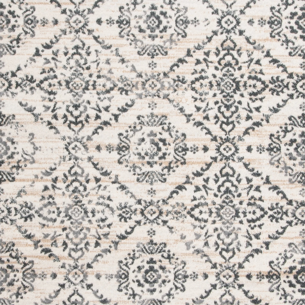 Geometric Floral Area Rug, Cream/Grey, 5'3" x 7'7" G537