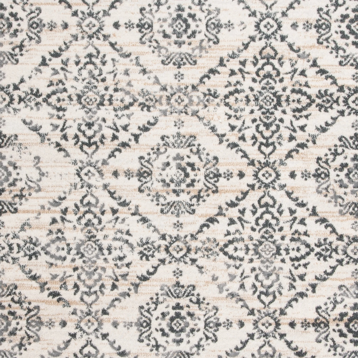 Geometric Floral Area Rug, Cream/Grey, 5'3" x 7'7" G537