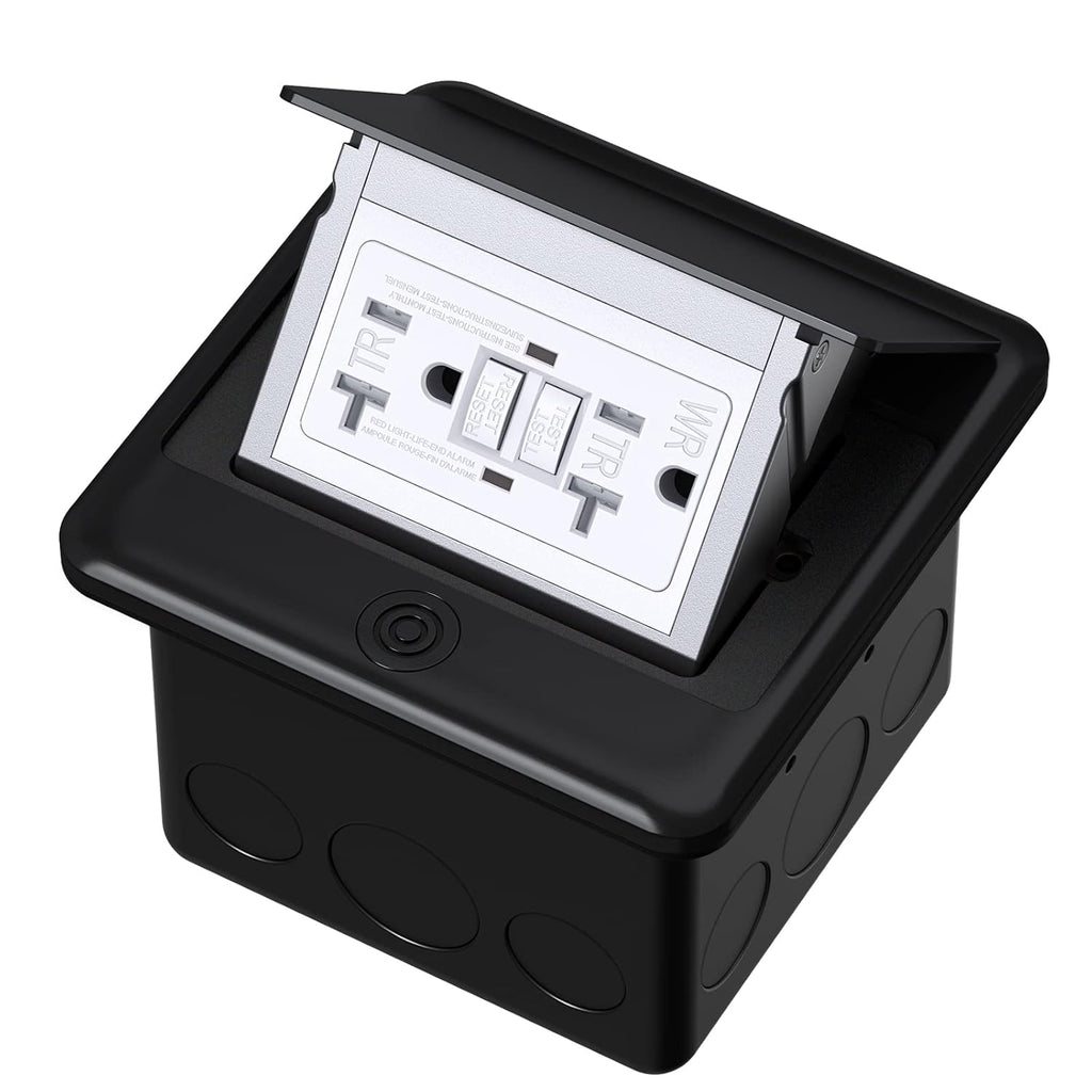 Pop Up Floor Electrical Outlet with 20 Amp Stainless Steel GFCI Tamper Receptacle S203