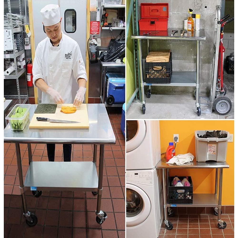 24 x 60 Stainless Steel Work Table with Casters T430823