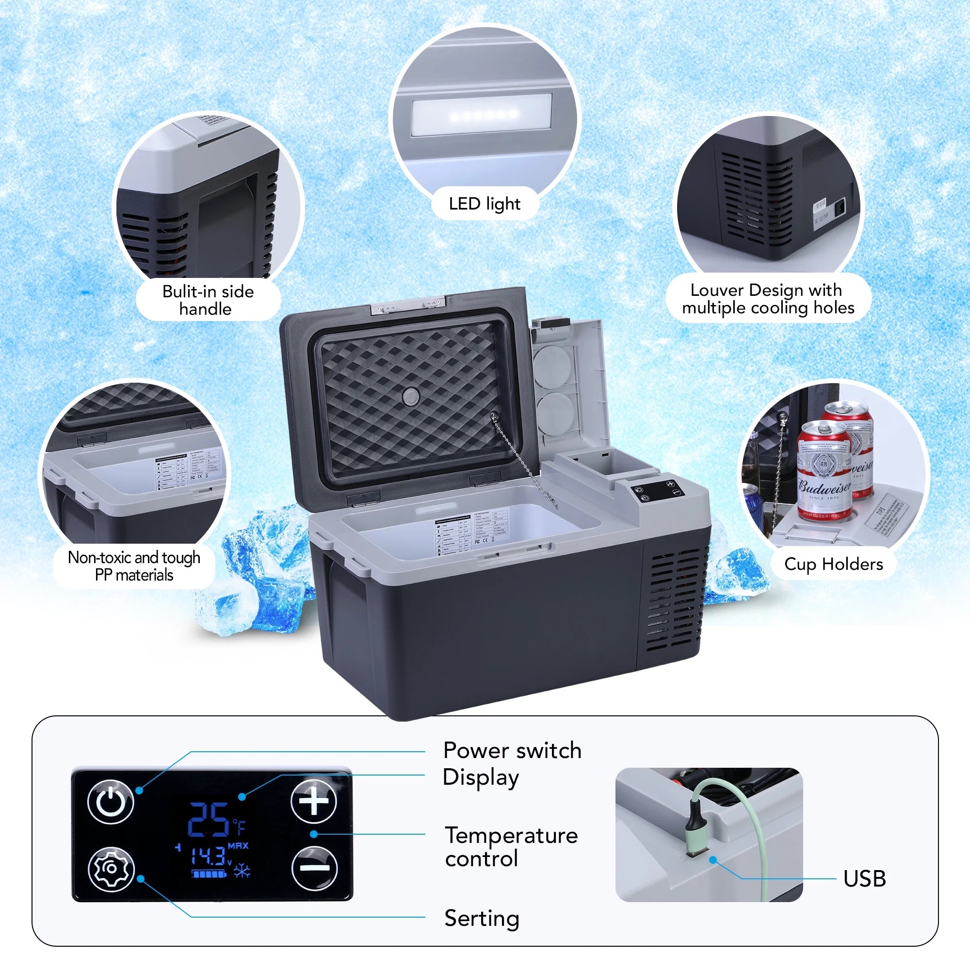 12 Volt 21 Quart Car Refrigerator Electric Cooler J949745