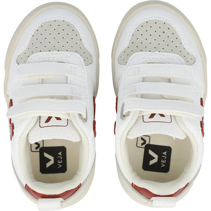 White / Red Velcro Kids Shoes J997046