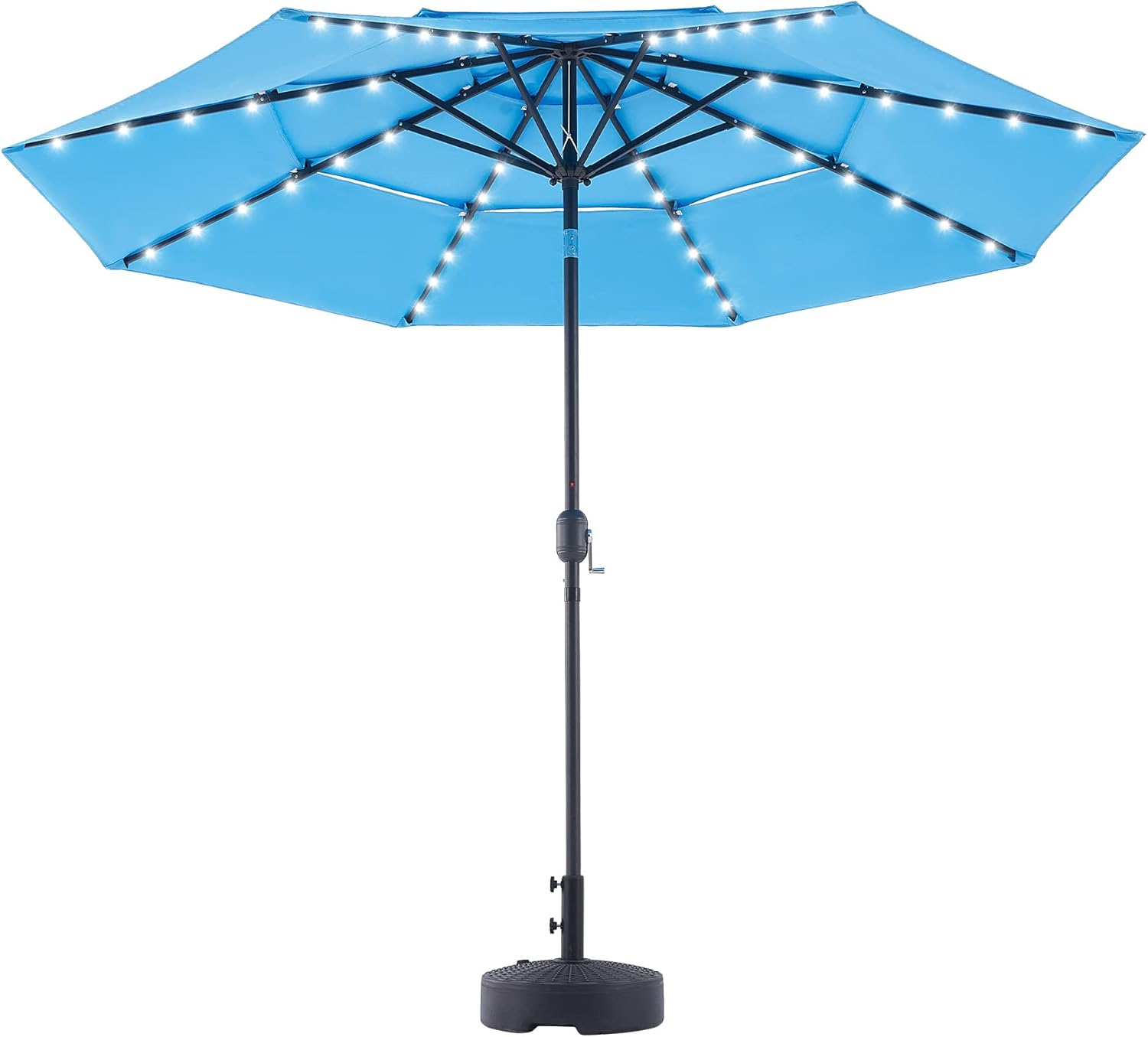 10' Patio Umbrella with LED Lights, Double Vent, 30UPF Canopy, 48 Solar Lights T769