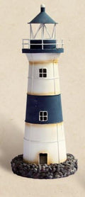 Blue & White Tin Lighthouse Candle Holder Pack of 2 D568305