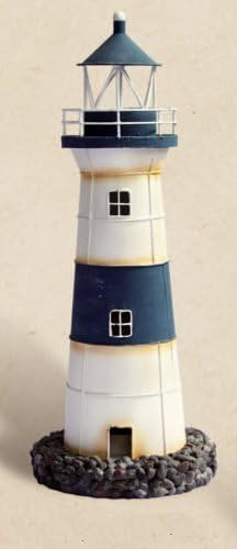 Blue & White Tin Lighthouse Candle Holder Pack of 2 D568305