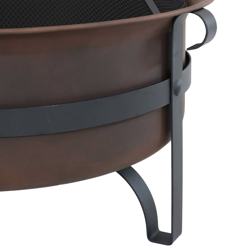 Bronze Steel Fire Pit with Spark Screen - 29-inch M404