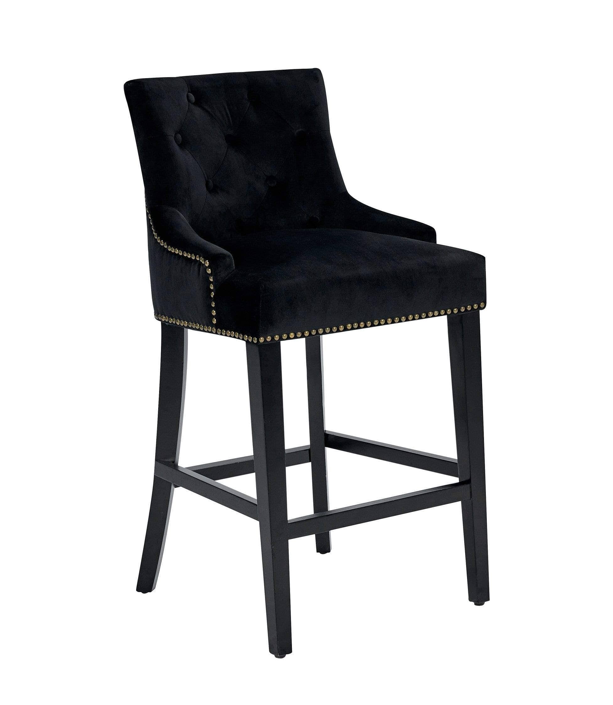 Black Velvet Nailhead Counter Stool Chair R95738