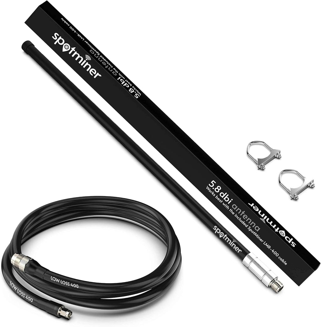 5.8 DBI Antenna 915 with Low Loss 400 Coaxial Cable & Extra Long 5.8 HNT Antenna M7696