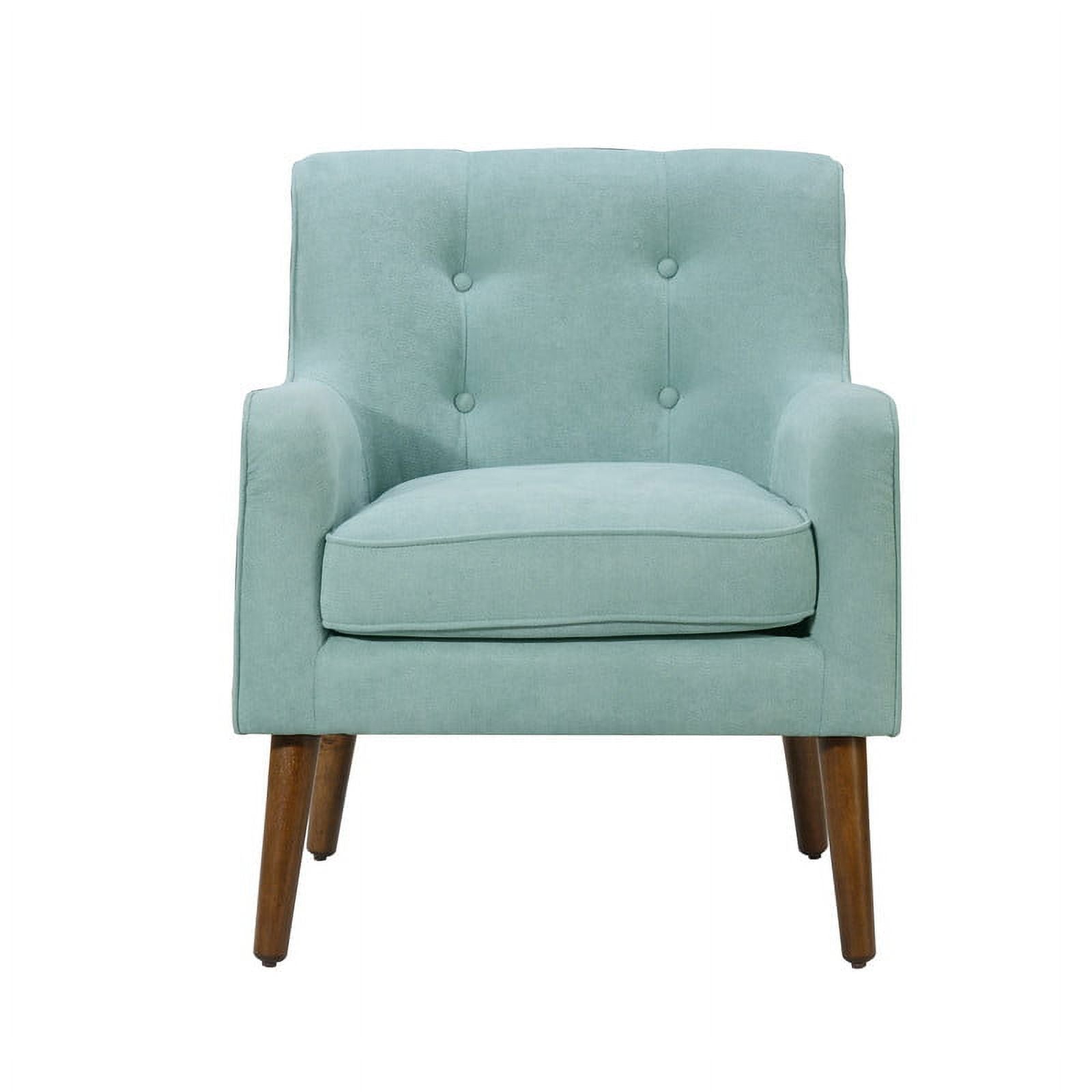 Aquamarine Teal Woven Fabric Tufted Armchair F374560
