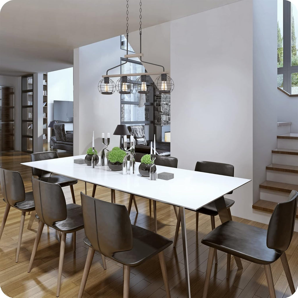 Farmhouse Island Light with Round Cage Shades V26128