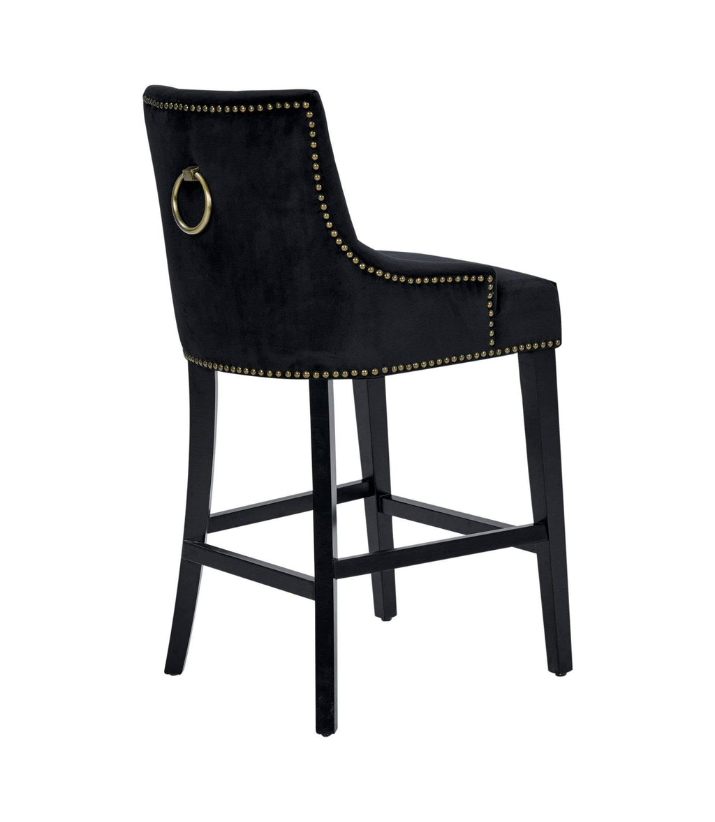 Black Velvet Nailhead Counter Stool Chair R95738