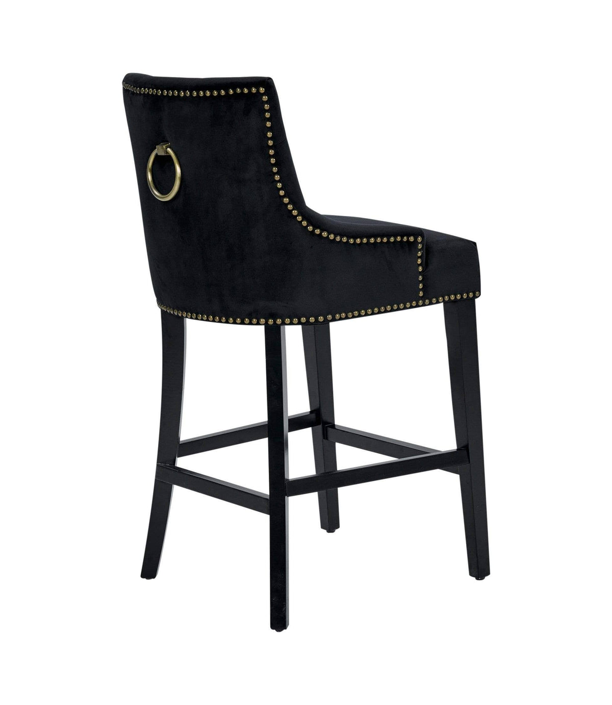 Black Velvet Nailhead Counter Stool Chair R95738