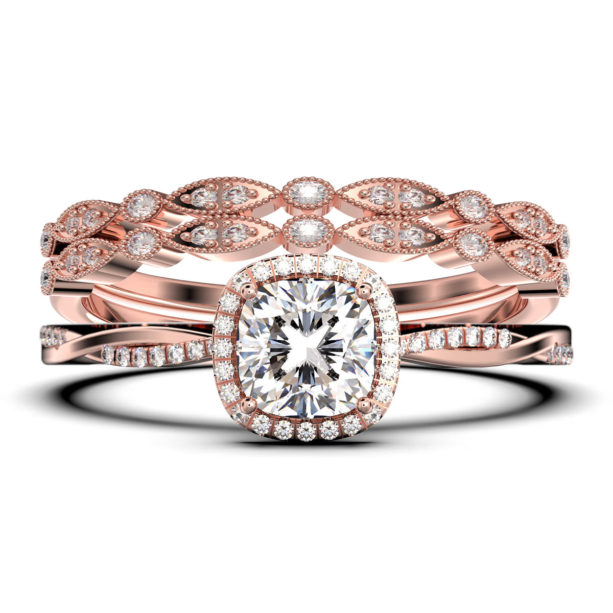 10k Solid White Gold Diamond Moissanite Engagement Ring K29211