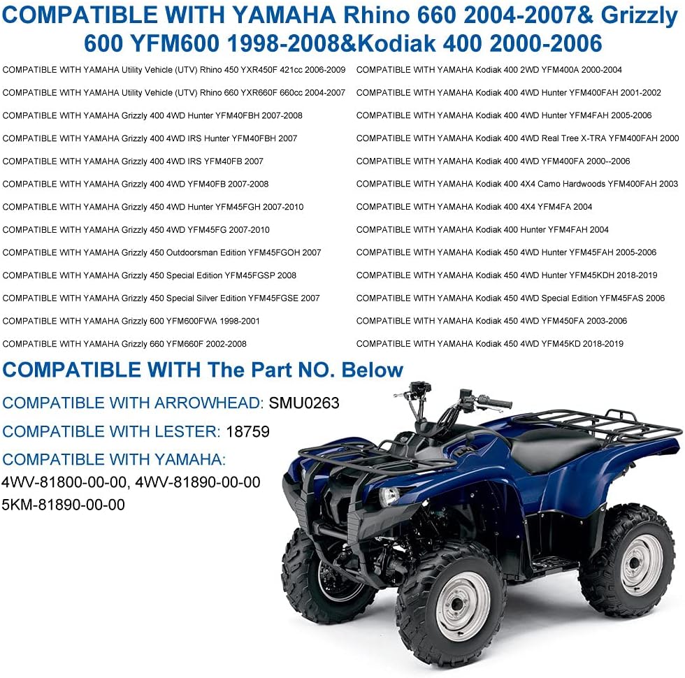 Starter Compatible with Yamaha Grizzly 660 Kodiak 400 Rhino 660 2001-2007 Pack of 2 Q614179