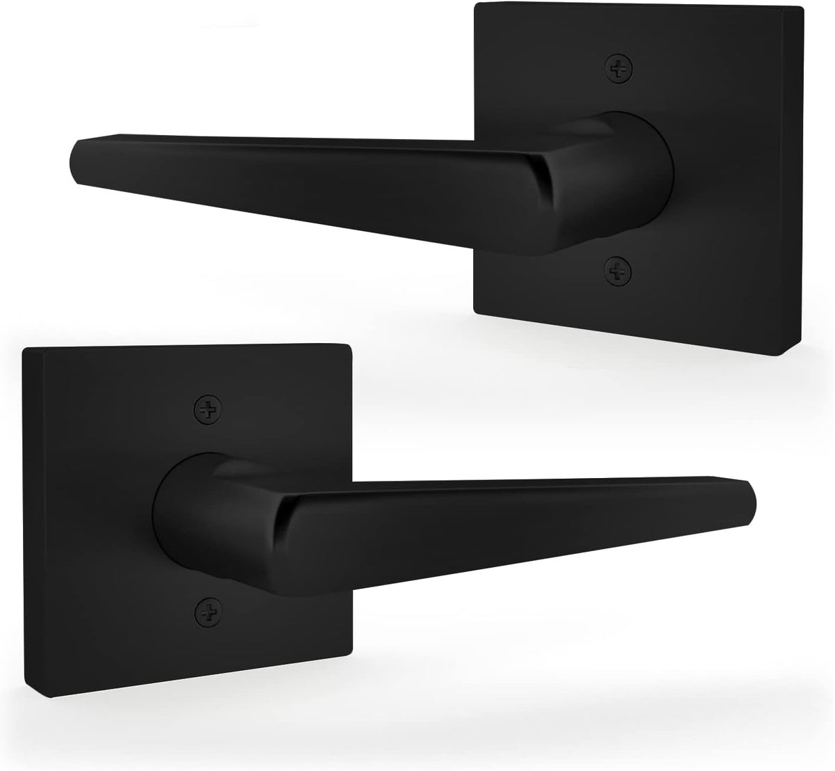 Satin Brass Square Lever Door Handle and Deadbolt Lock Combo Pack of 2 P8776