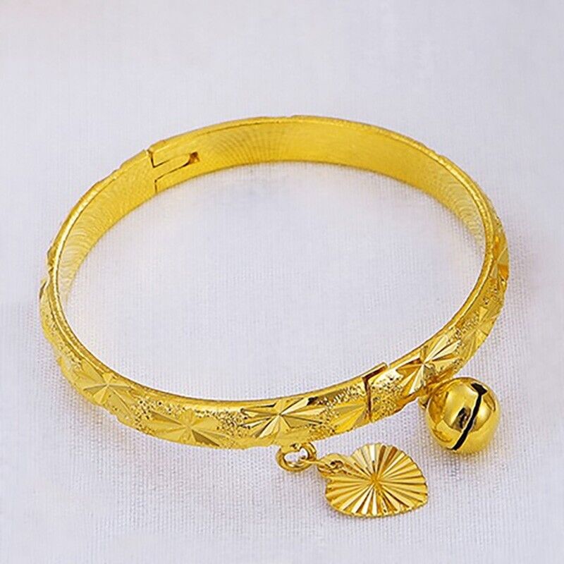 18k Gold Filled Sterling Silver Baby Bead Bell Bracelet L7284